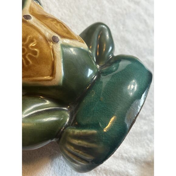 Frog Ceramic Candle Stick Figurines Set 2 Boy Girl Glazed Vintage - Picture 11 of 11